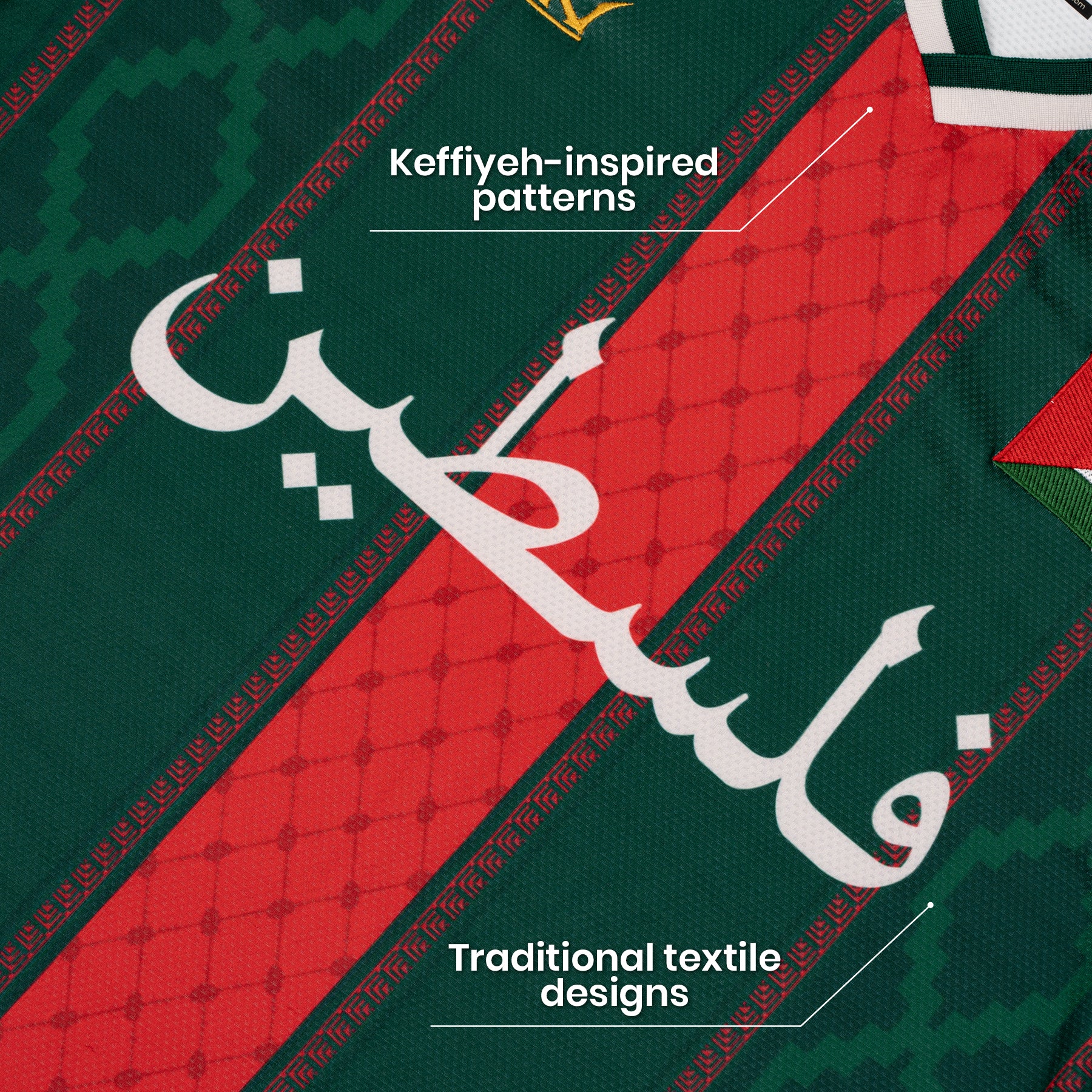 Palestine Heritage Retro Custom Football Jersey Closeup World Soccer Shirt