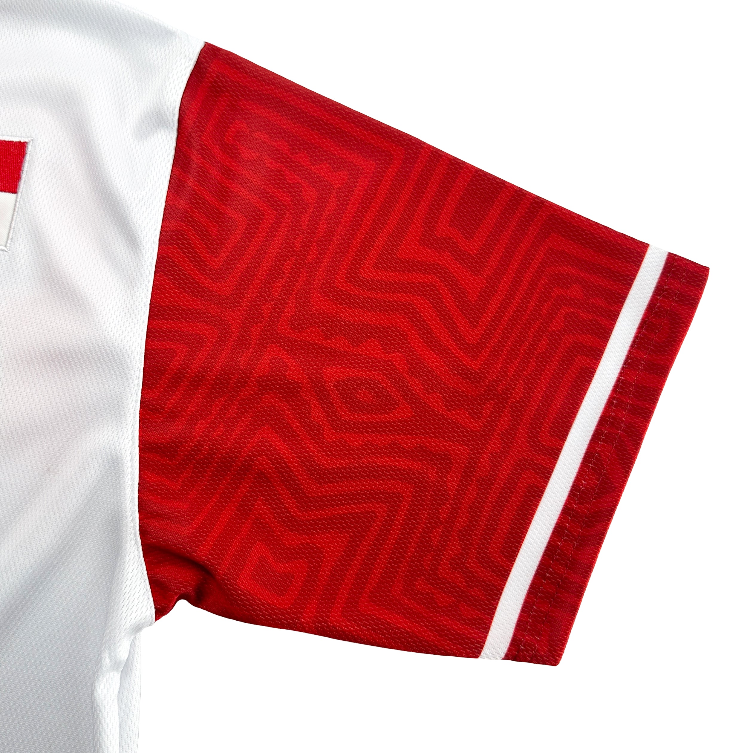 Panama Heritage Custom White Baseball Jersey Closeup Sleeves