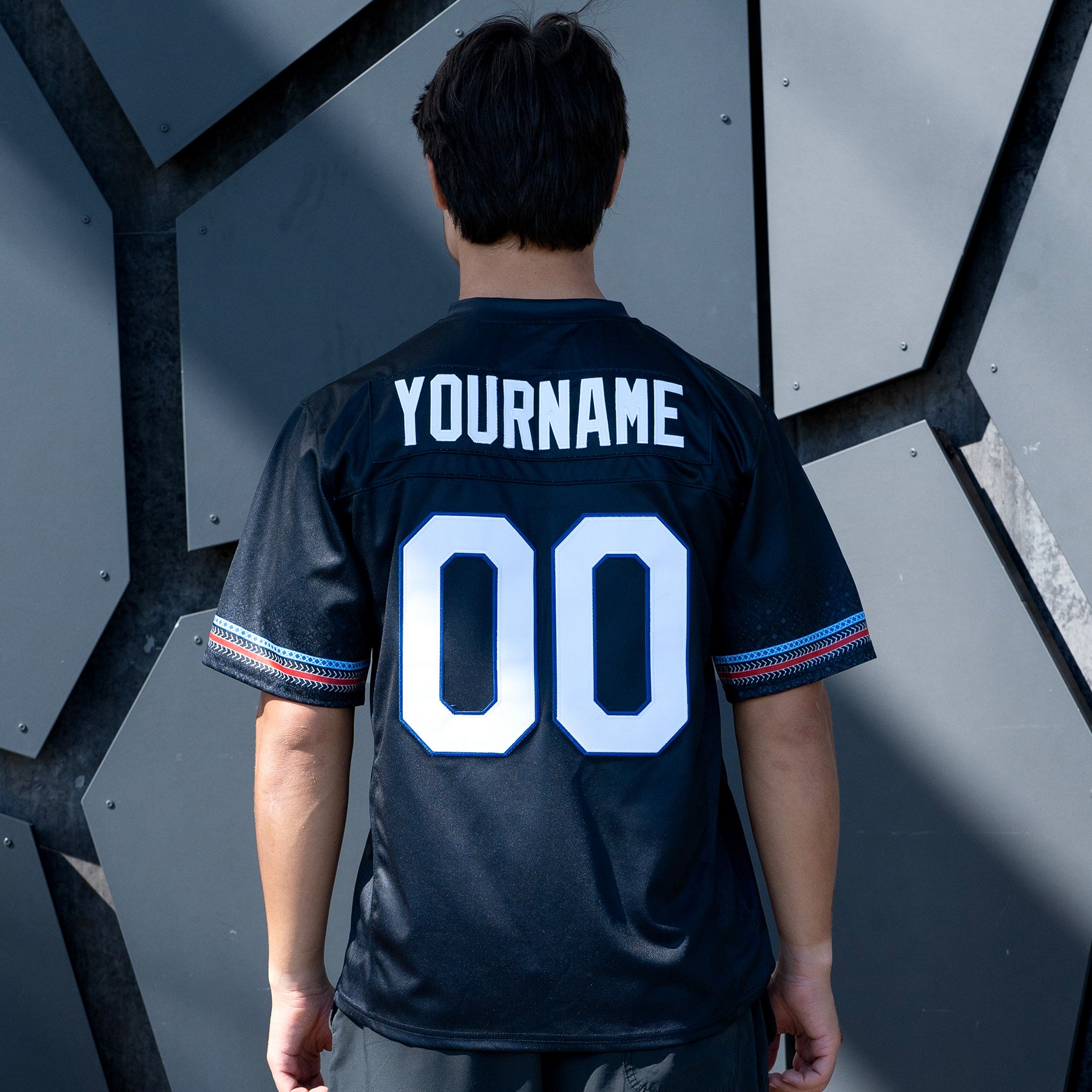 Philippines Heritage Black Custom American Football Jersey Model Styling Back Customized