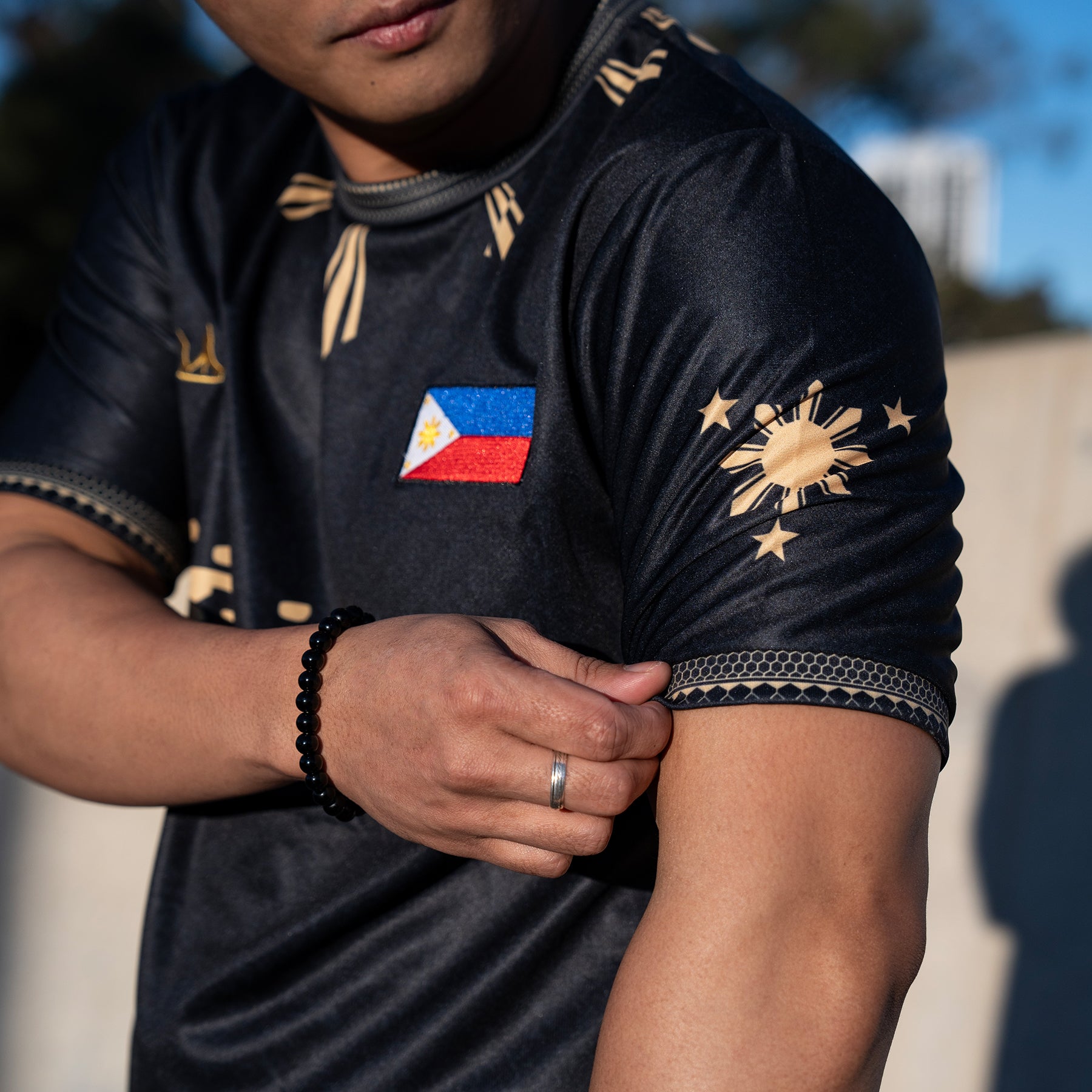 Philippines Heritage Black Custom Football Soccer Jersey Sleeves 