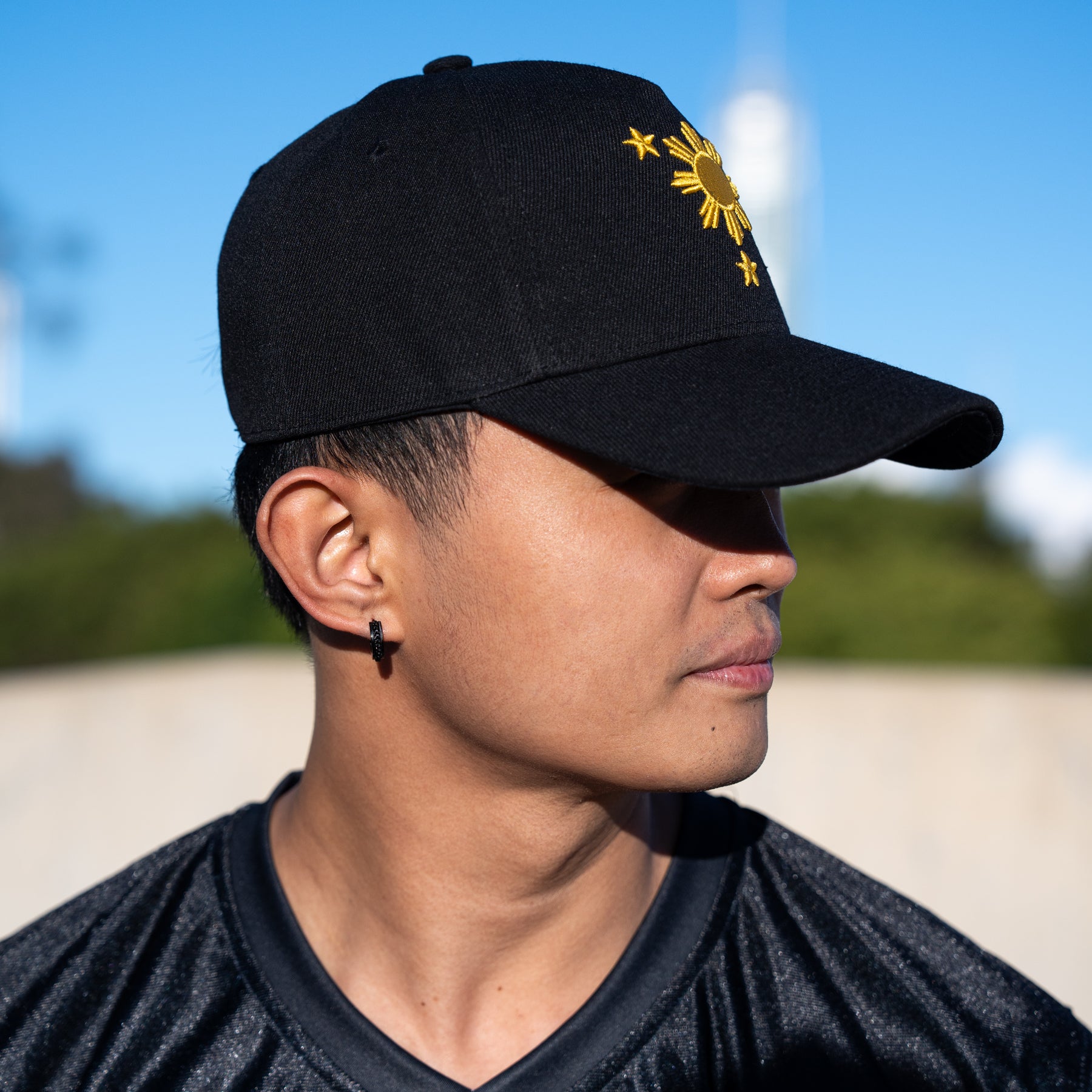 Philippines Heritage Black Snapback Cap Side Embroidered 