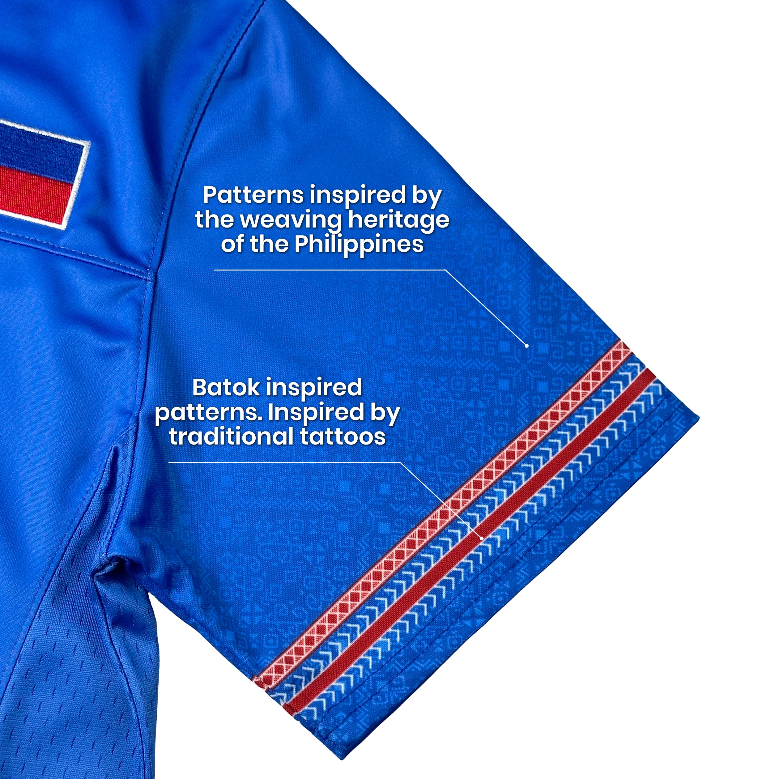 Philippines Heritage Blue Custom American Football Jersey Embroidered Sleeves Batok Details