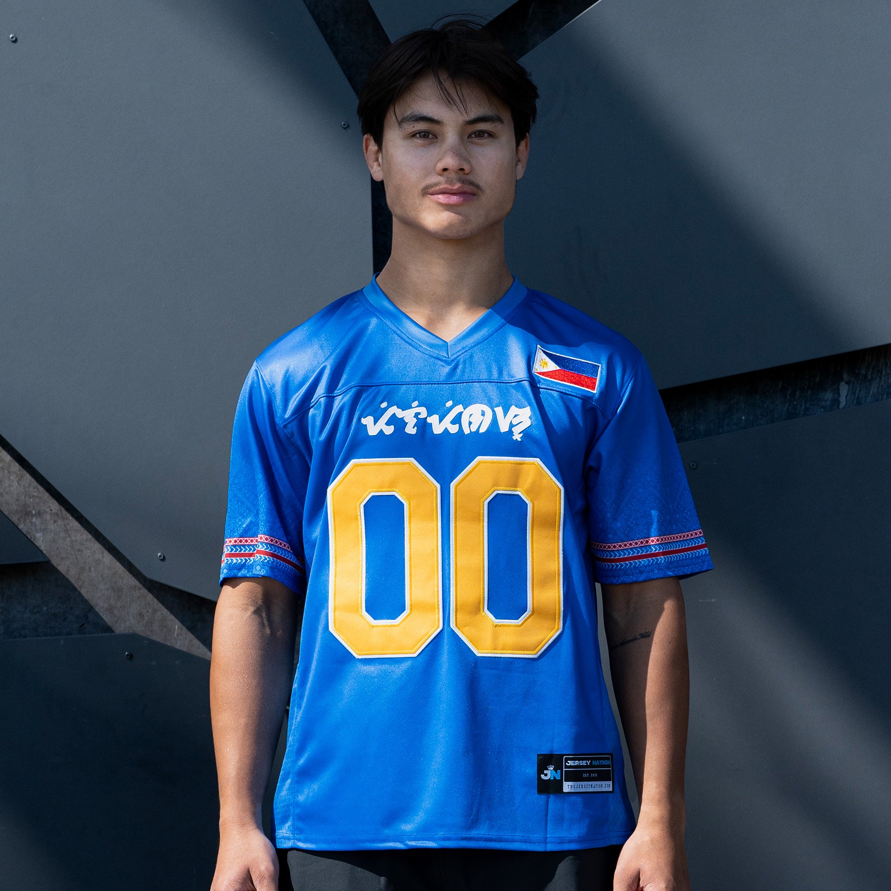 Philippines Heritage Blue Custom American Football Jersey Model Styling