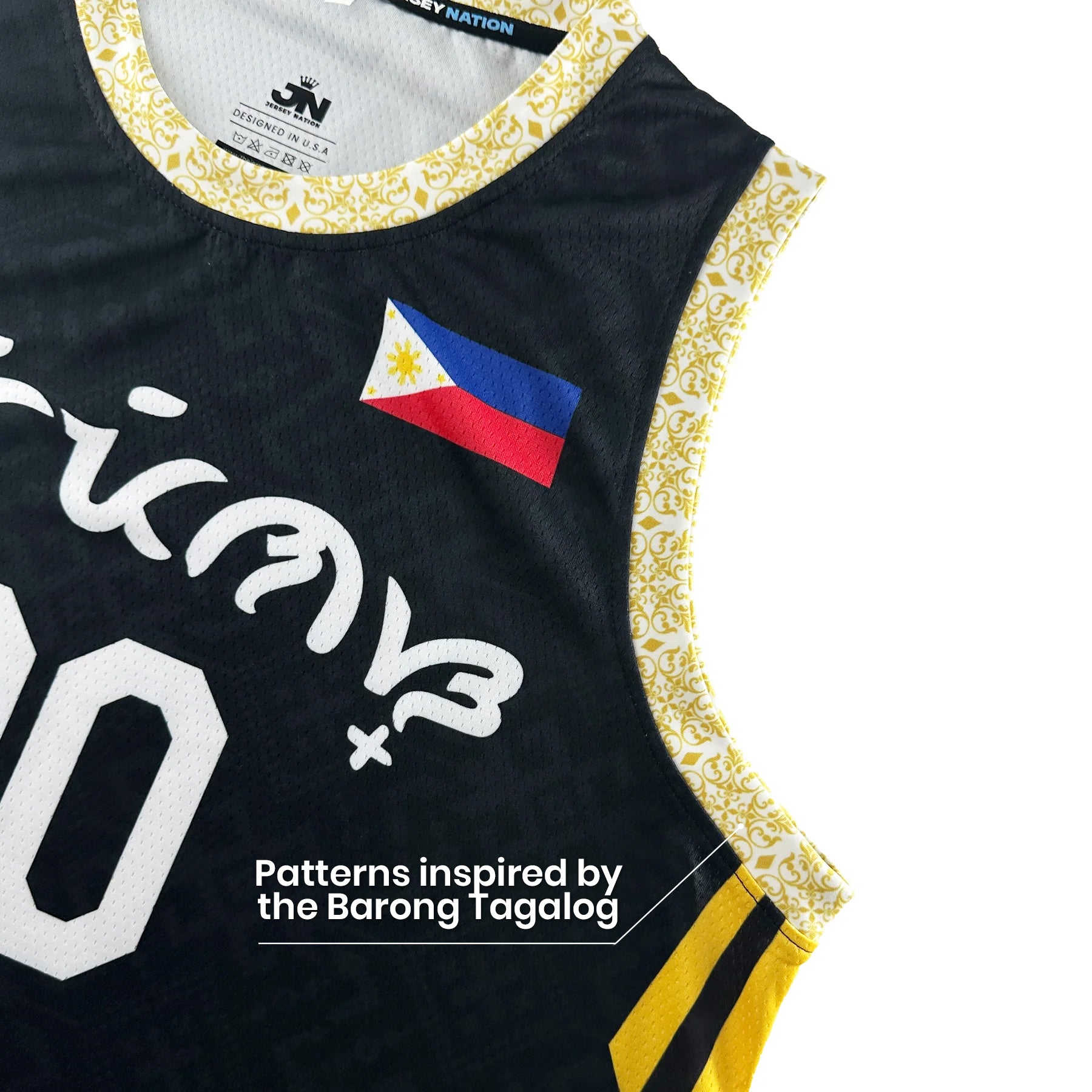 Philippines Heritage Custom Basketball Black Jersey Closeups Front 