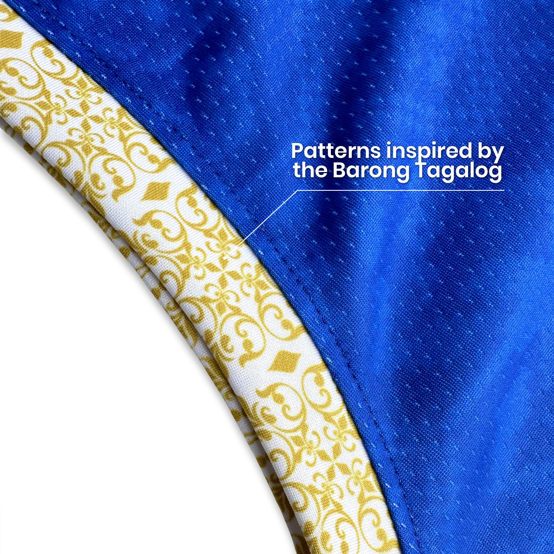 Philippines Heritage Custom Basketball Blue Jersey Closeup Sleeves