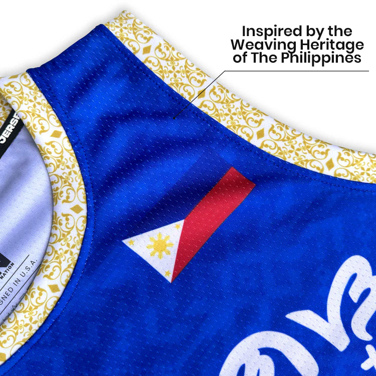 Philippines Heritage Custom Basketball Blue Jersey Closeups