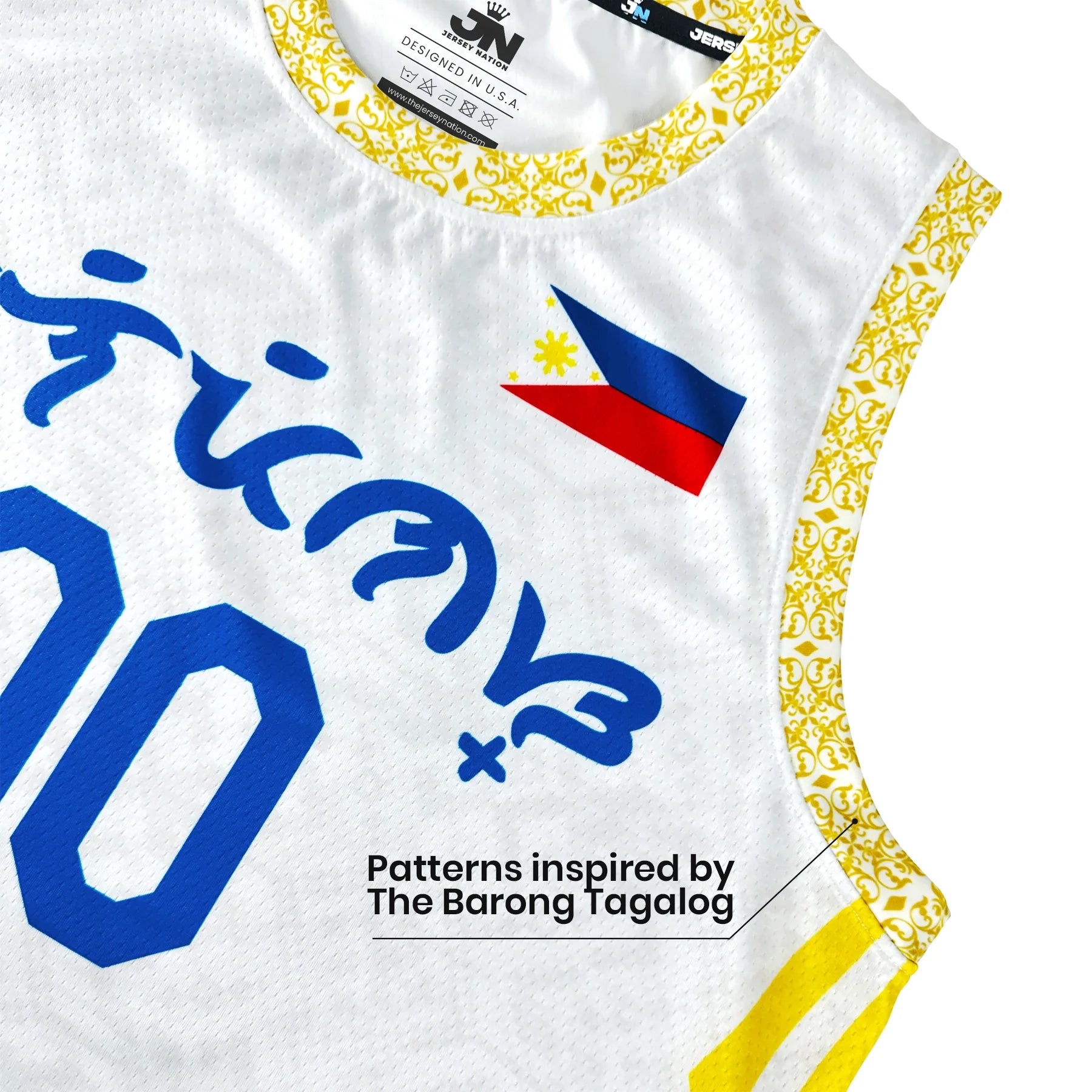 Philippines Heritage Custom Basketball White Jersey Closeup