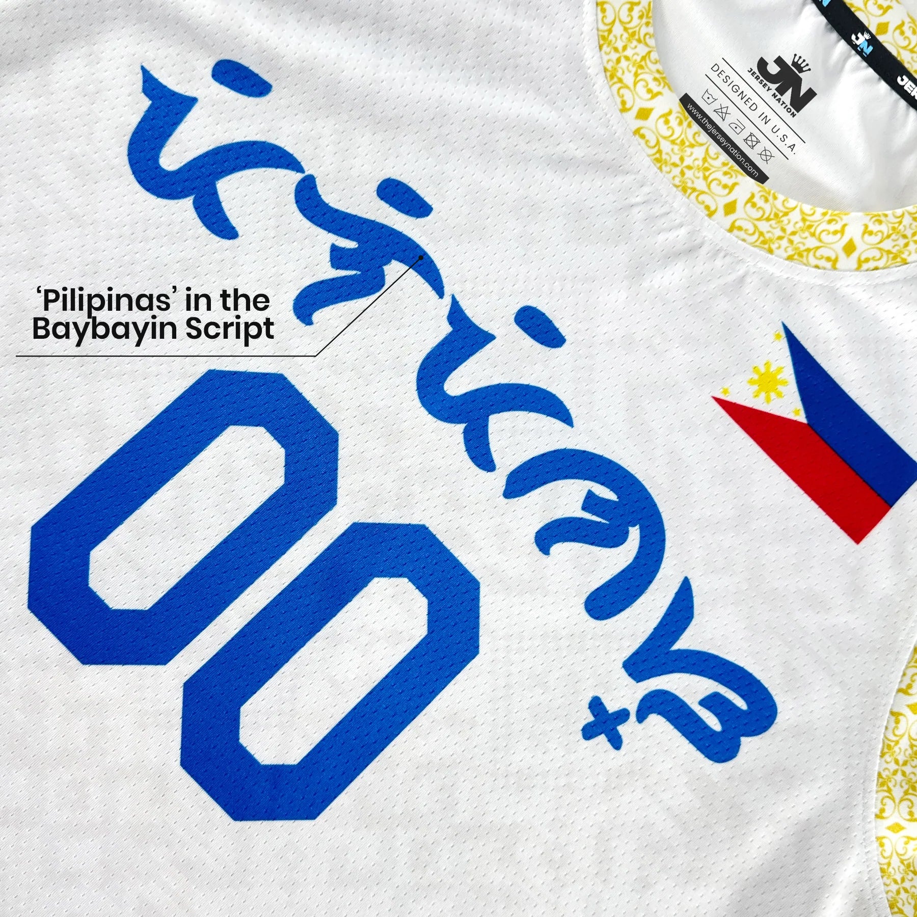 Philippines Heritage Custom Basketball White Jersey Closeup Front
