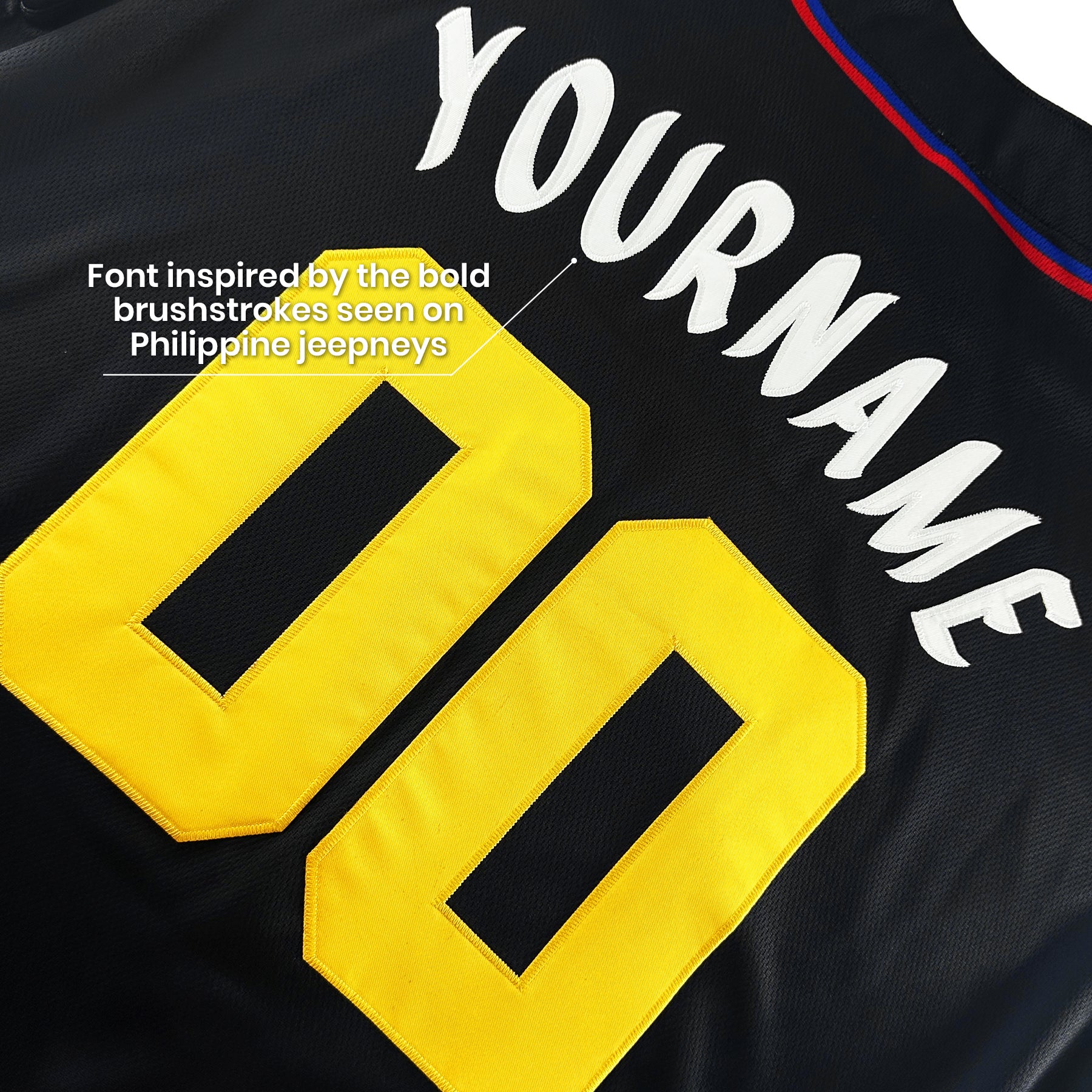 Philippines Heritage Custom Black Baseball Jersey Embroidered Back Customized