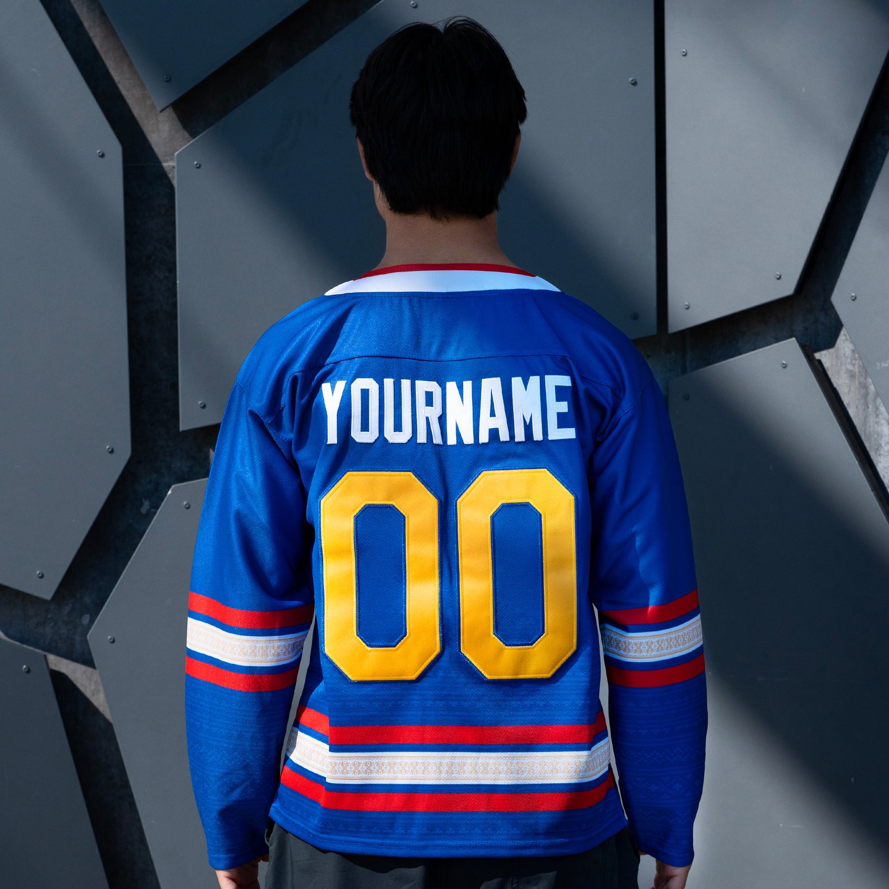 Philippines Heritage Custom Blue Hockey Jersey Back Customized