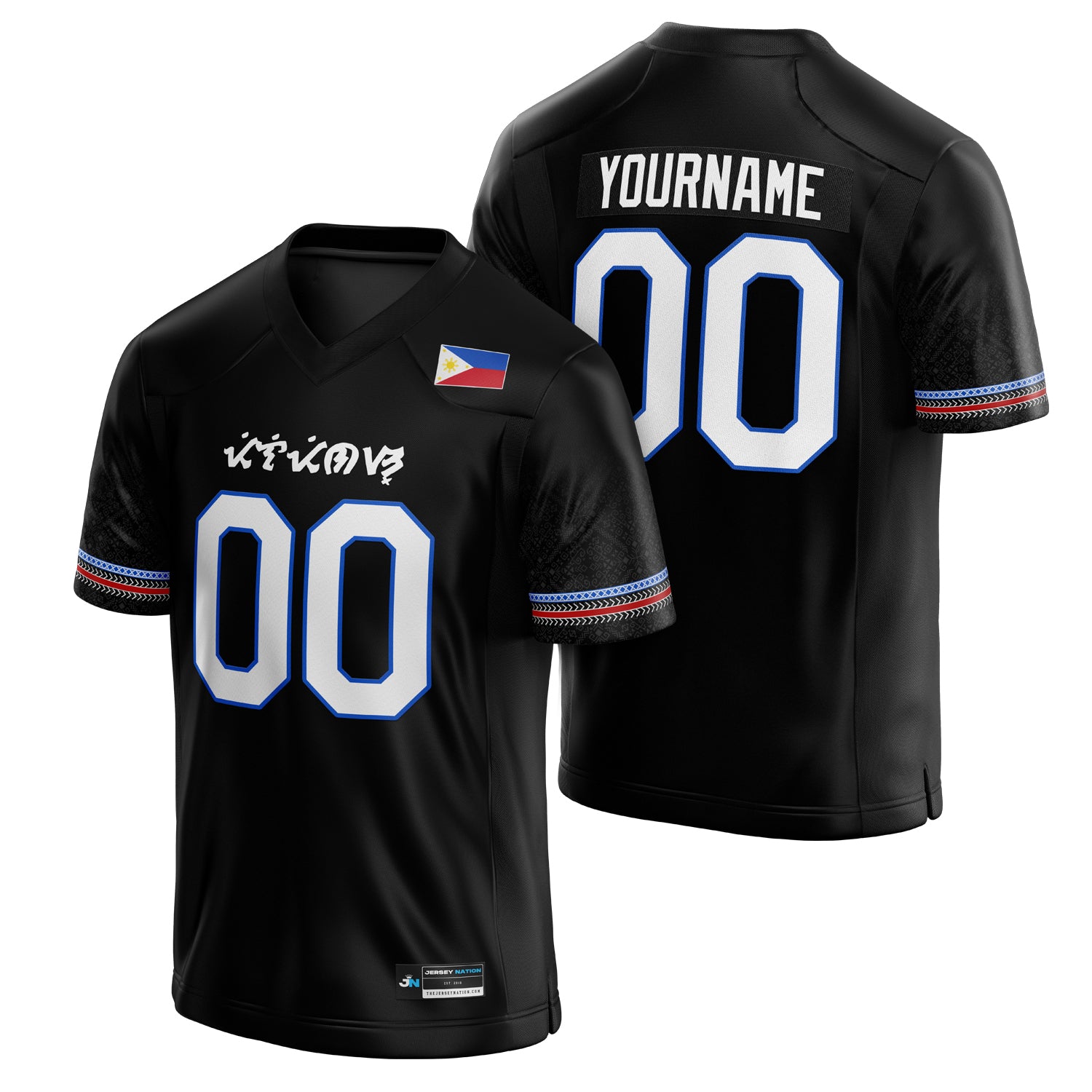 Philippines Heritage Custom Football Jersey Black