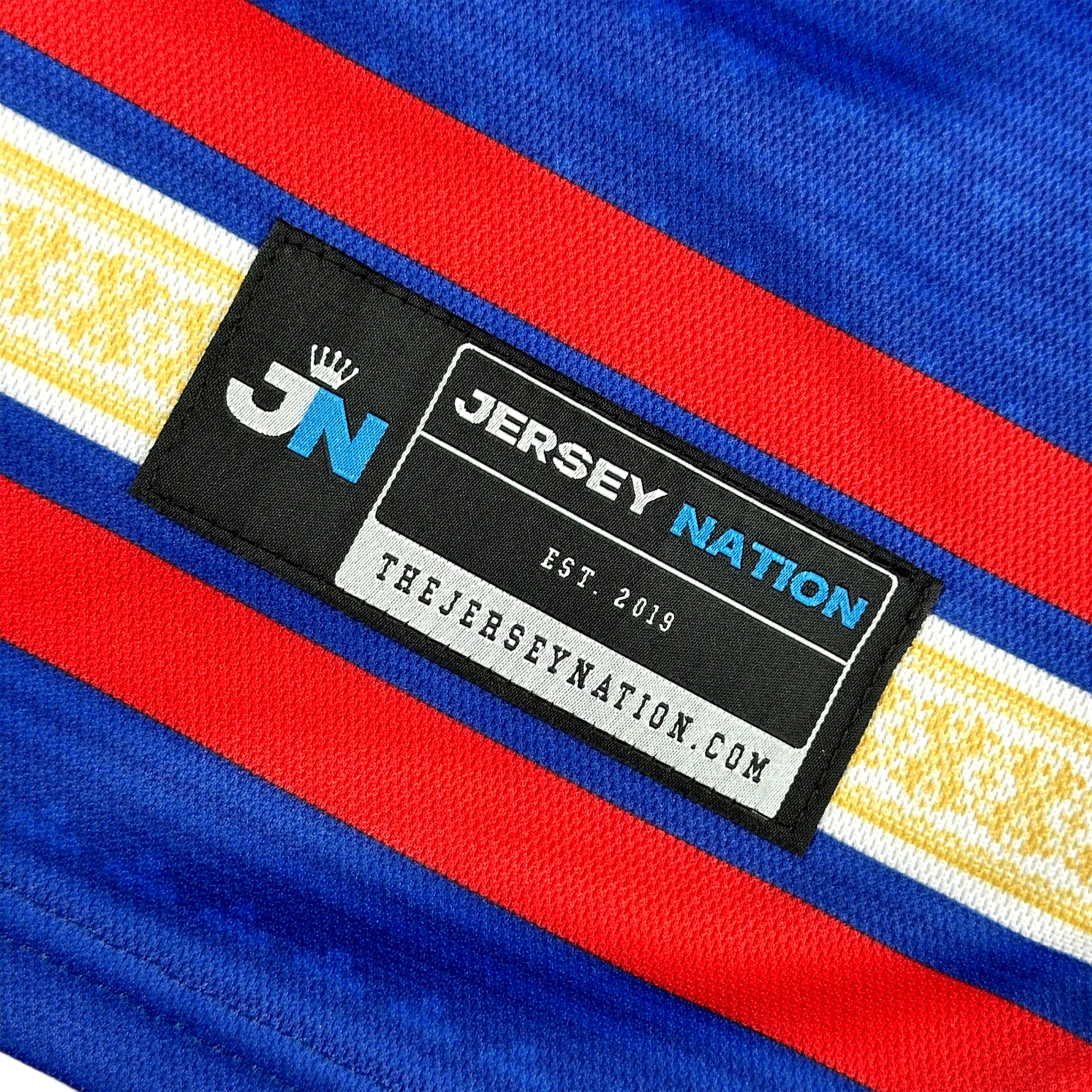 Philippines Heritage Custom Ice Hockey Jersey Blue Embroidered 