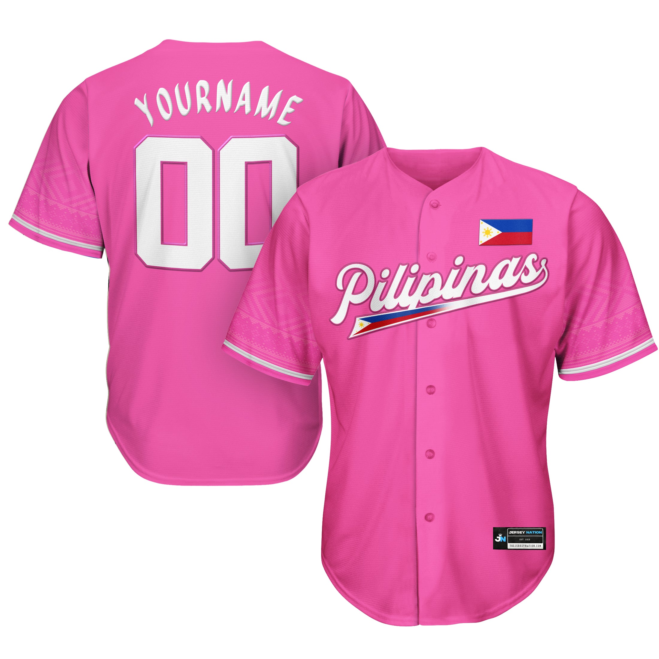 Philippines Heritage Custom Pink Baseball Jersey Stitched