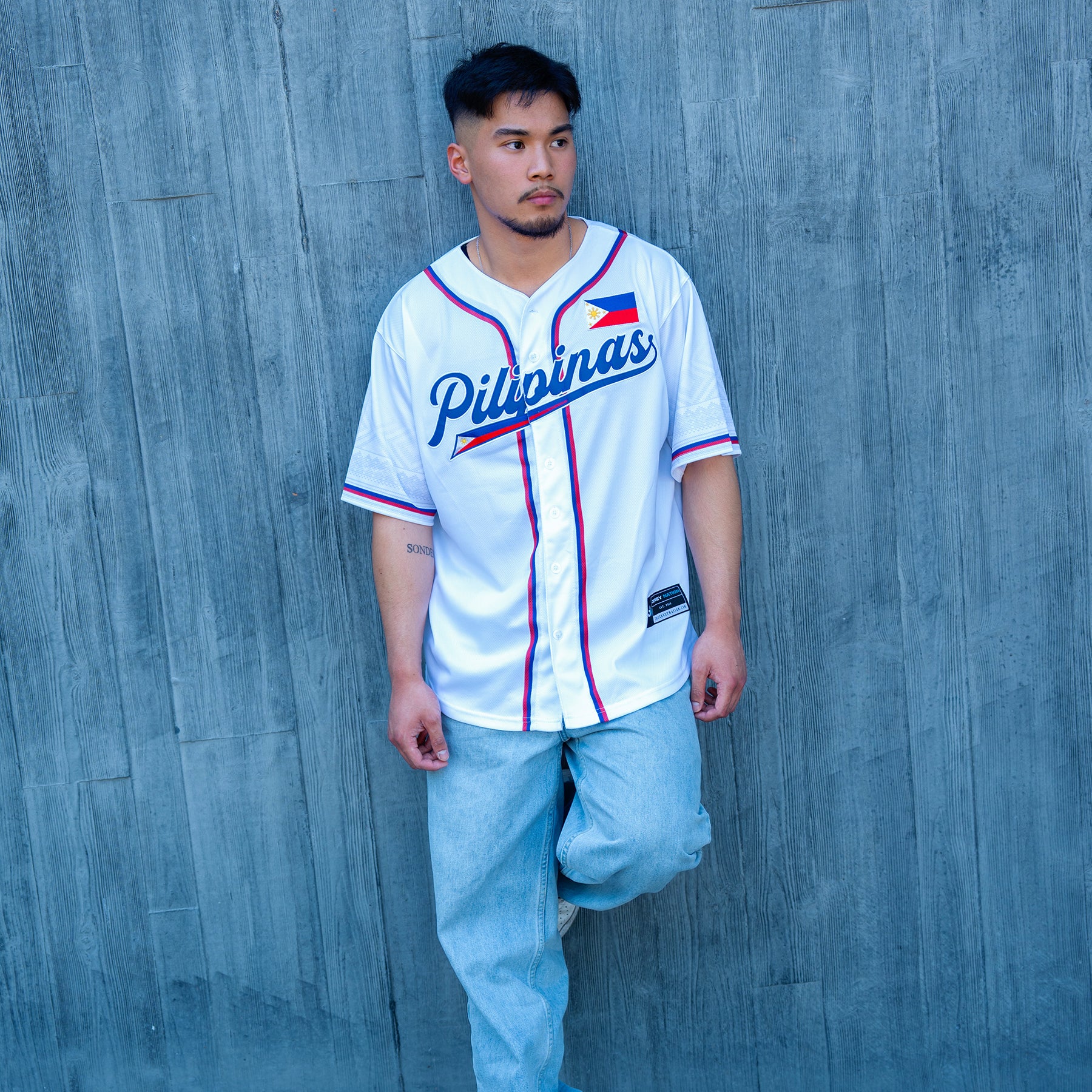Philippines Heritage Custom White Baseball Jersey Model Styling