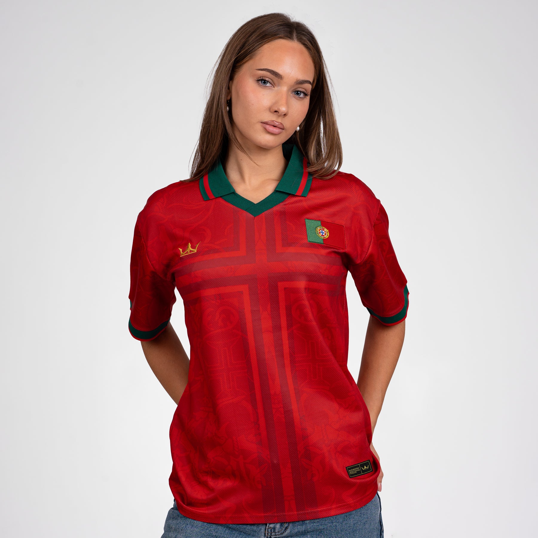 Portugal Heritage Retro Custom Football Jersey World Shirt Womens Model