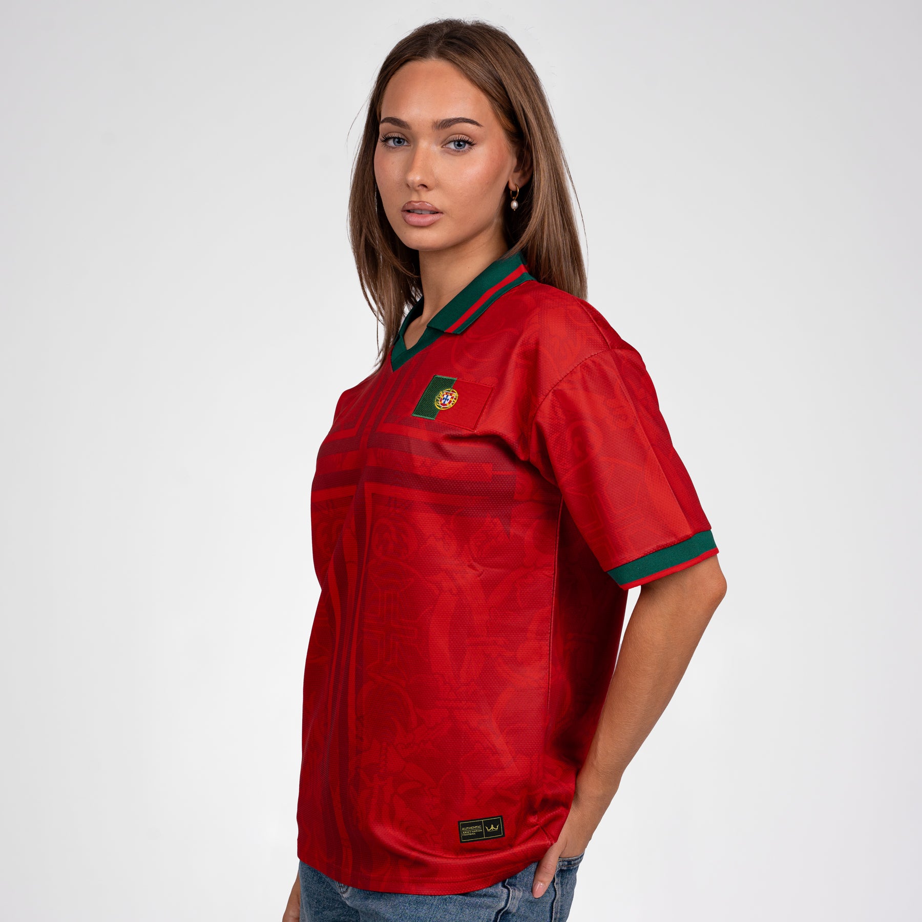 Portugal Heritage Retro Custom Football Jersey World Shirt Womens Sleeves