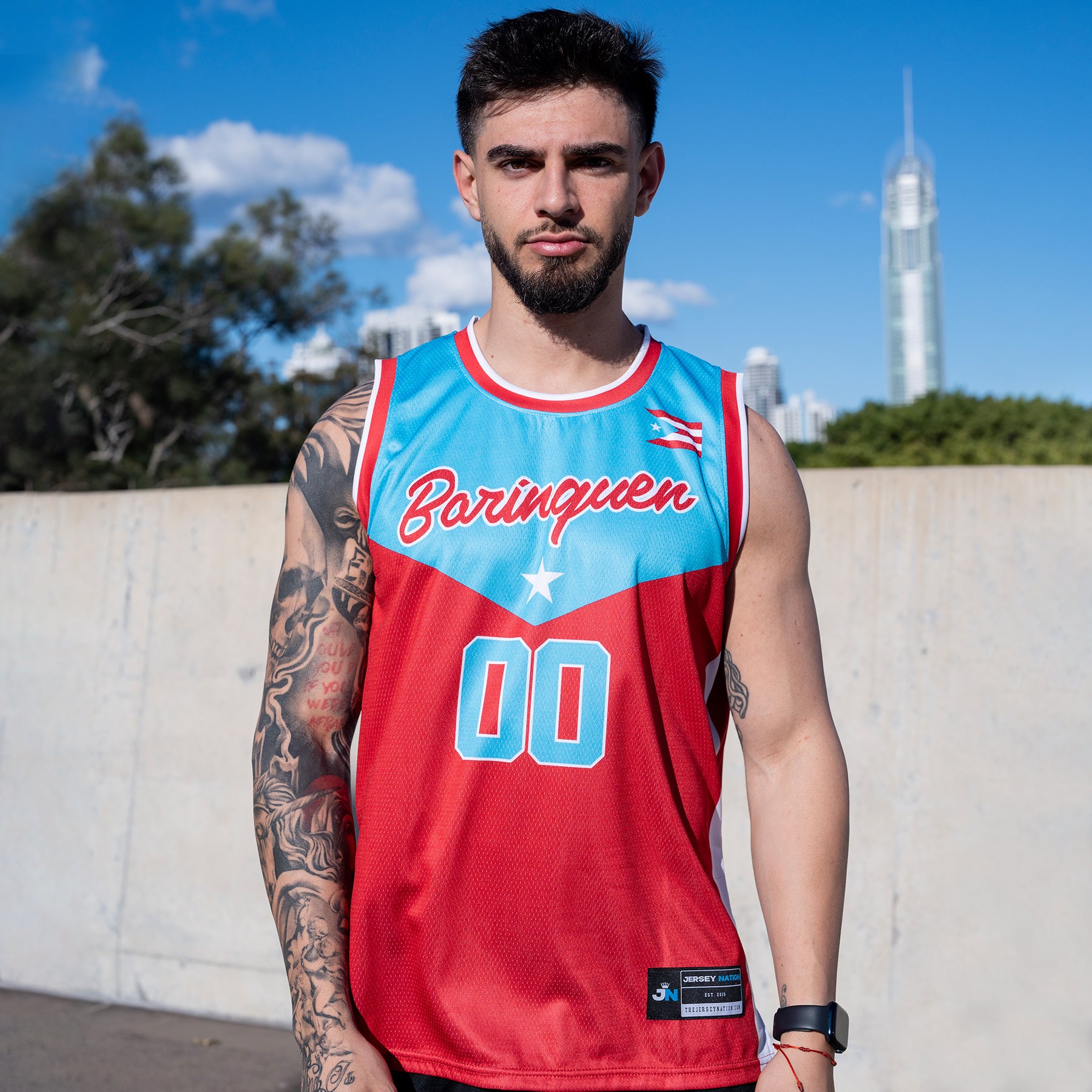 Puerto Rico Borinquen Heritage Custom Basketball Jersey Azul Celeste