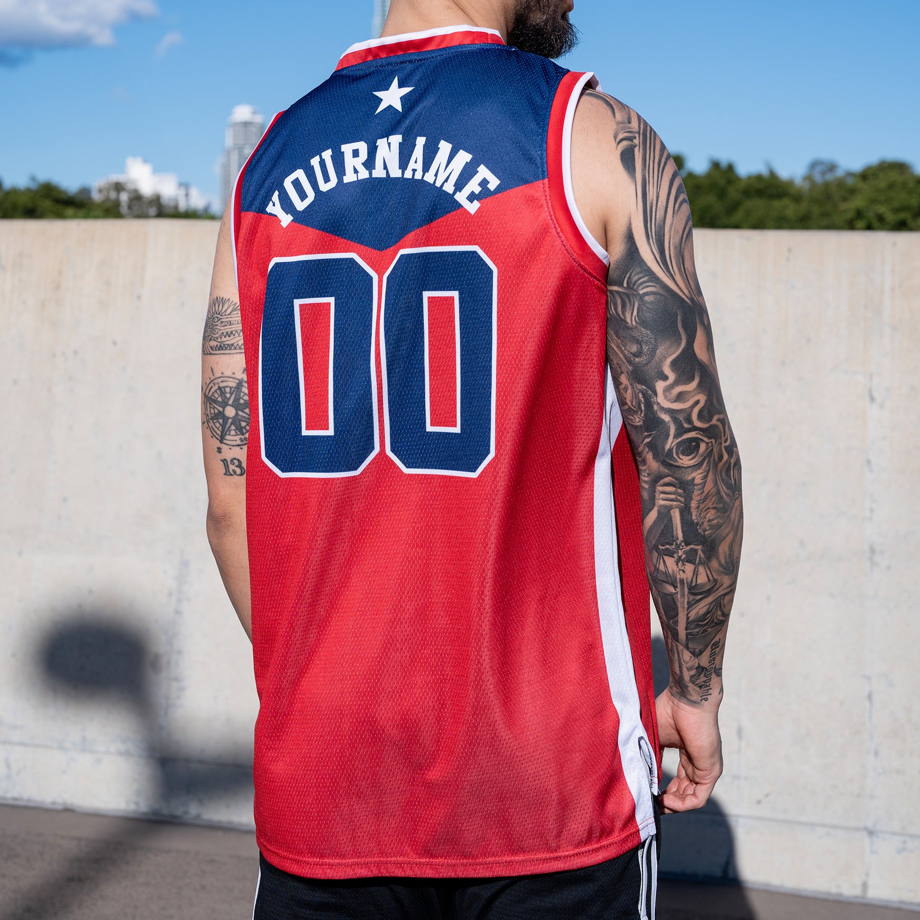 Puerto Rico Borinquen Heritage Custom Basketball Jersey Navy Blue Back
