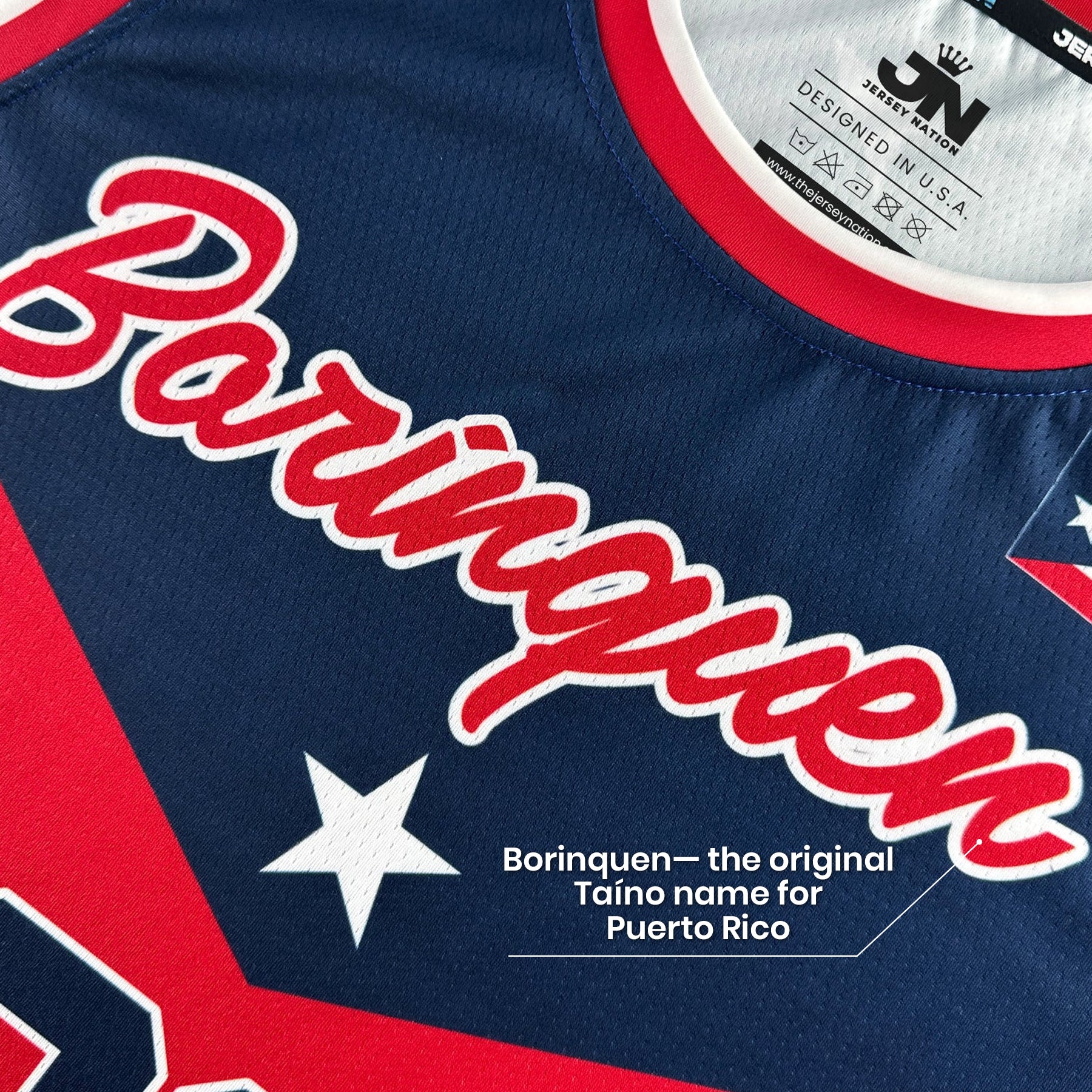 Puerto Rico Borinquen Heritage Custom Basketball Jersey Red Closeup Front