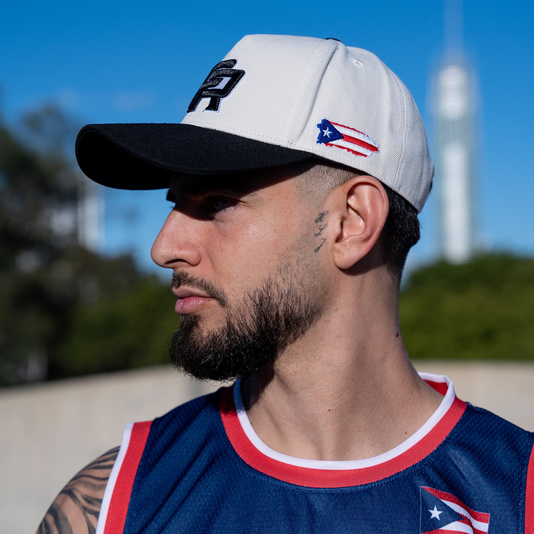 Puerto Rico Heritage Cream Snapback Cap Model Side