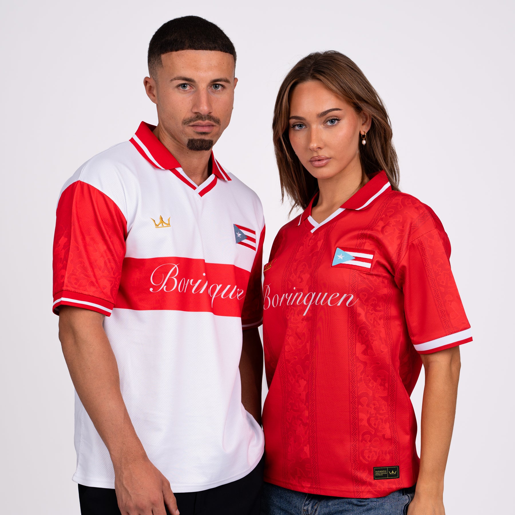 Puerto Rico Heritage Retro Custom Football White Jersey Couples Matching Model Soccer World