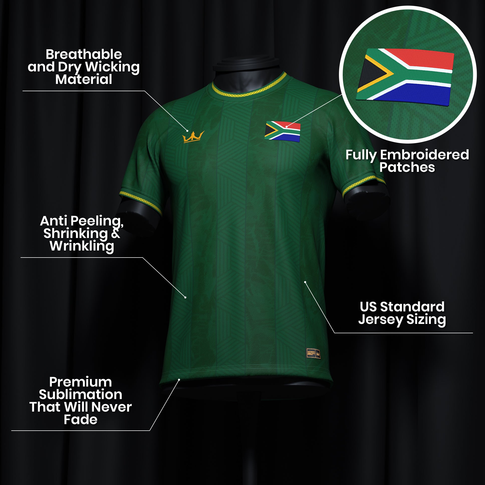 South Africa Heritage Custom Football Jersey Green Soccer World Shirt