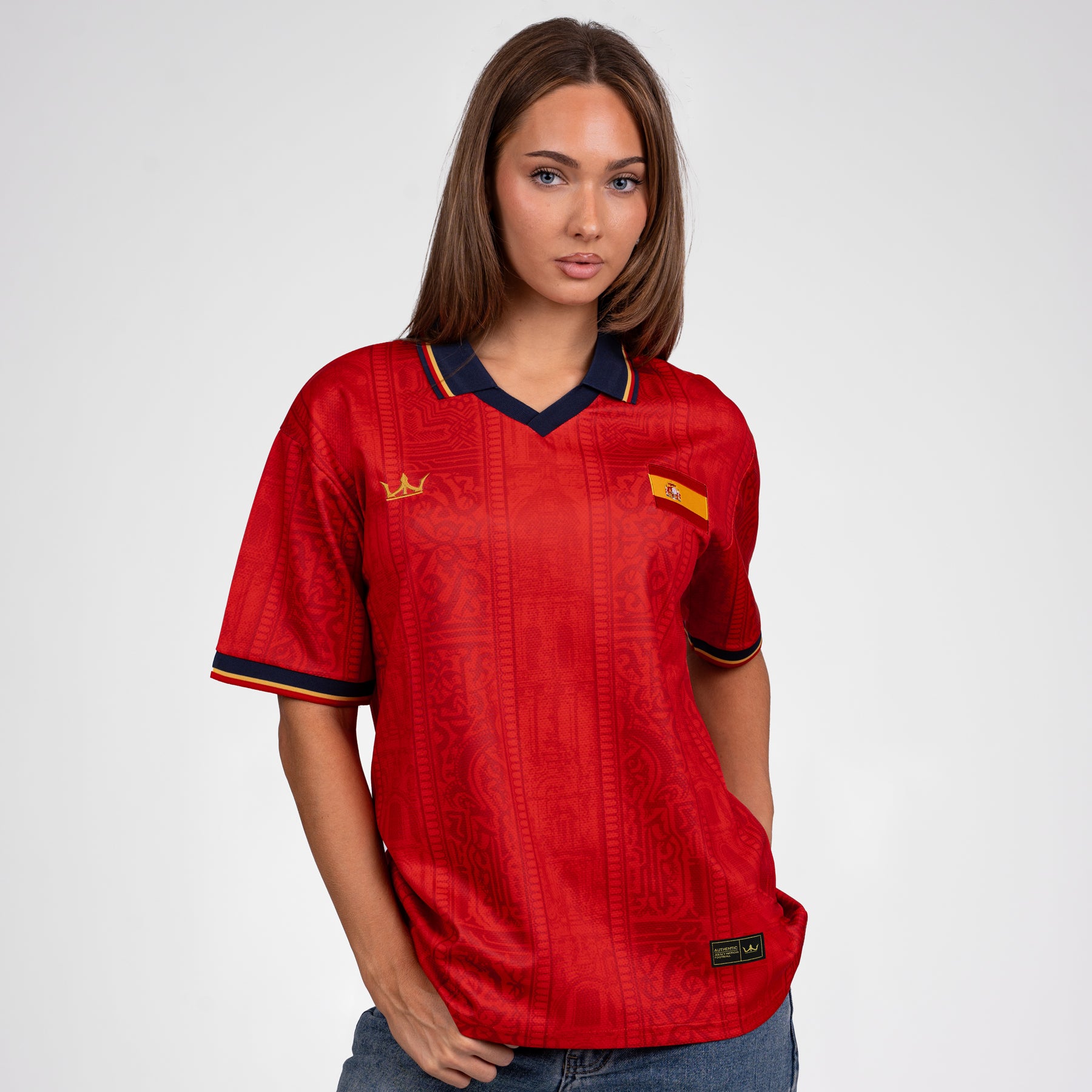 Spain Heritage Retro Custom Football Jersey World Shirt Womens