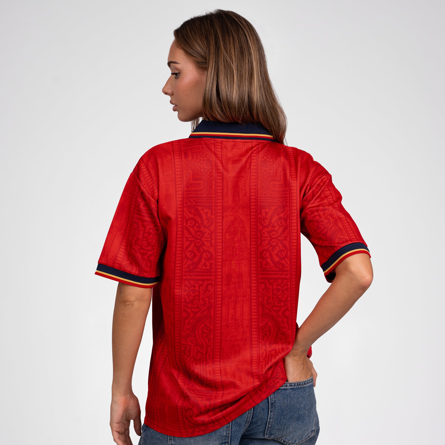 Spain Heritage Retro Custom Football Jersey World Shirt Womens Back