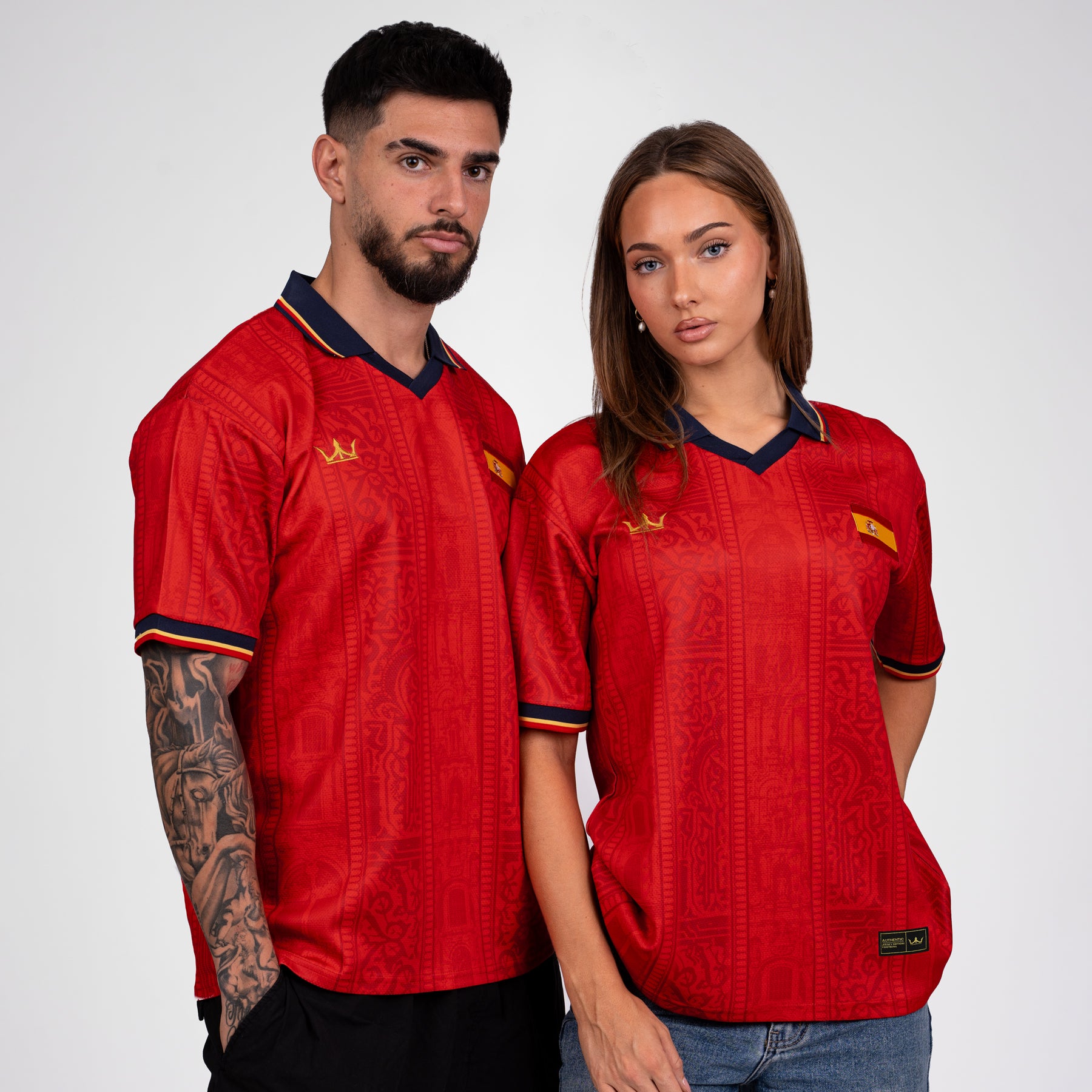 Spain Heritage Retro Custom Football Jersey World Shirt Womens Couple Matching