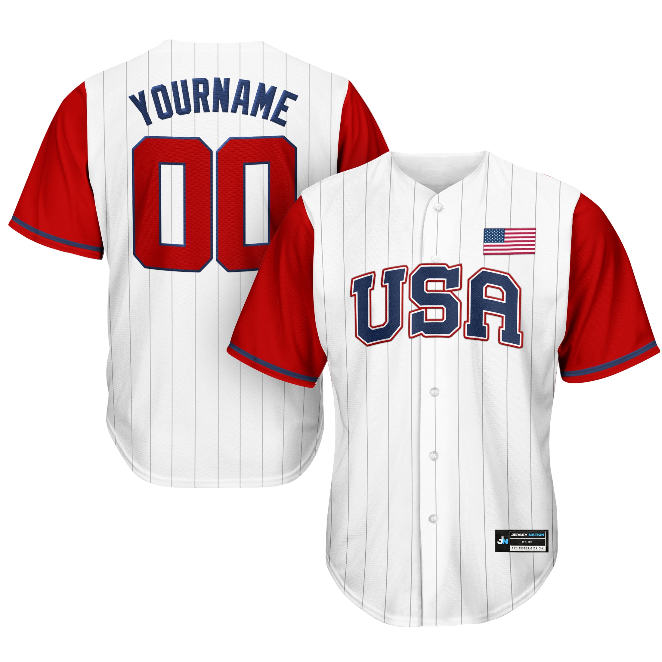 USA Heritage Custom Baseball Jersey White Pinstripes