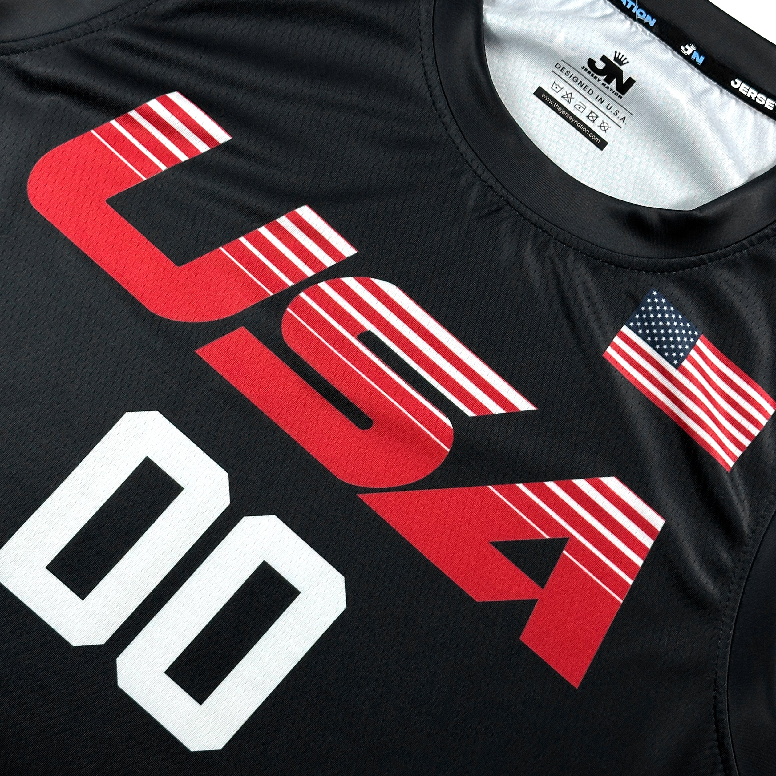 USA Heritage Custom Black Basketball Jersey Closeup